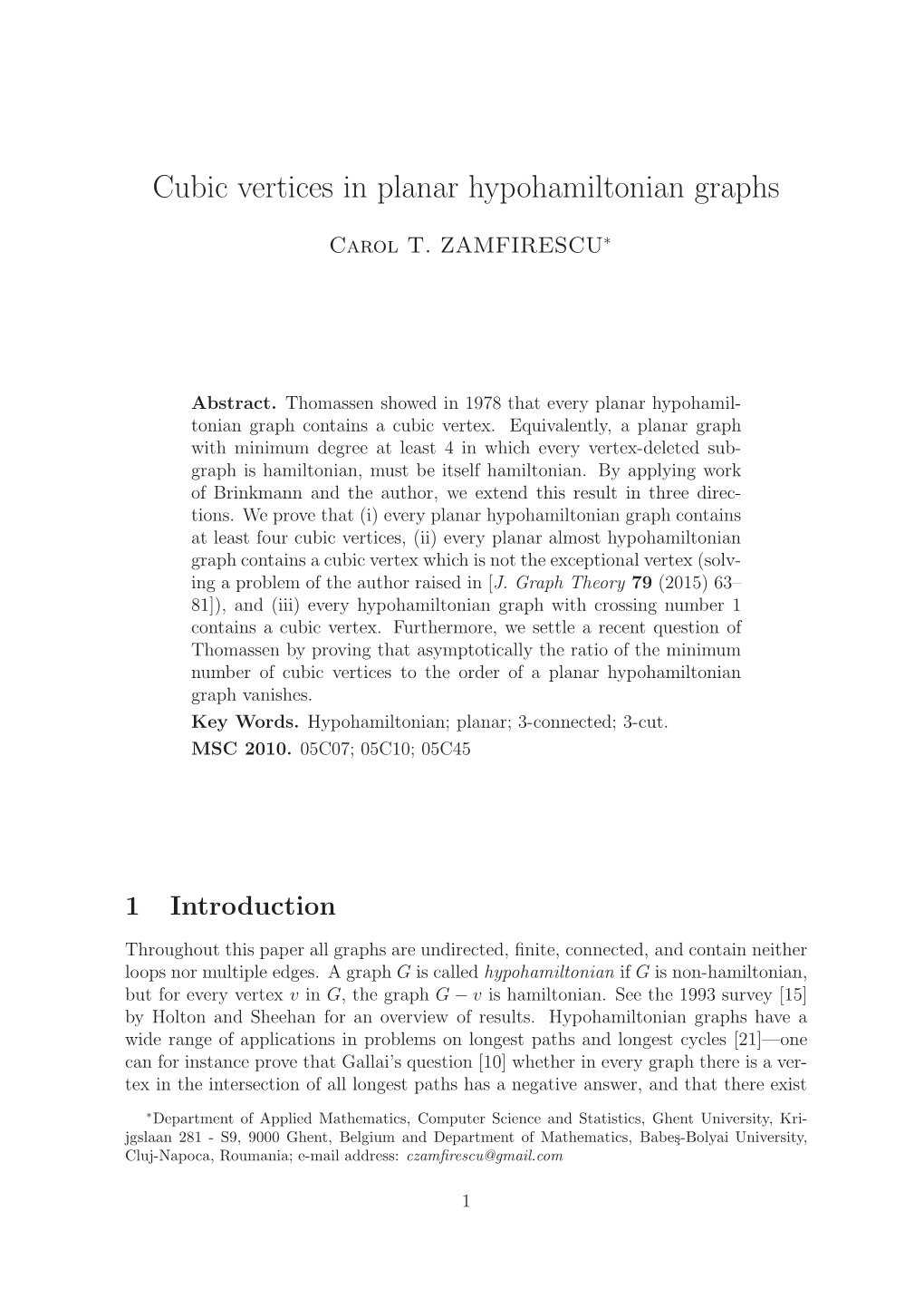 Cubic Vertices in Planar Hypohamiltonian Graphs