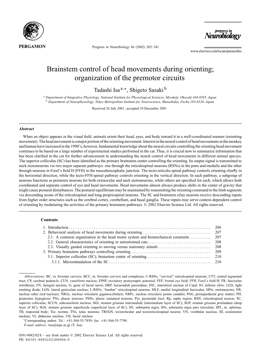 Brainstem Control of Head Movements During Orienting; Organization of The