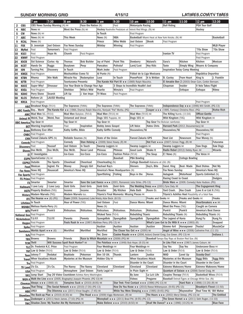 Sunday Morning Grid 4/15/12