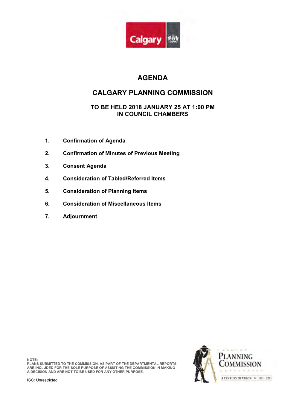 Agenda Calgary Planning Commission