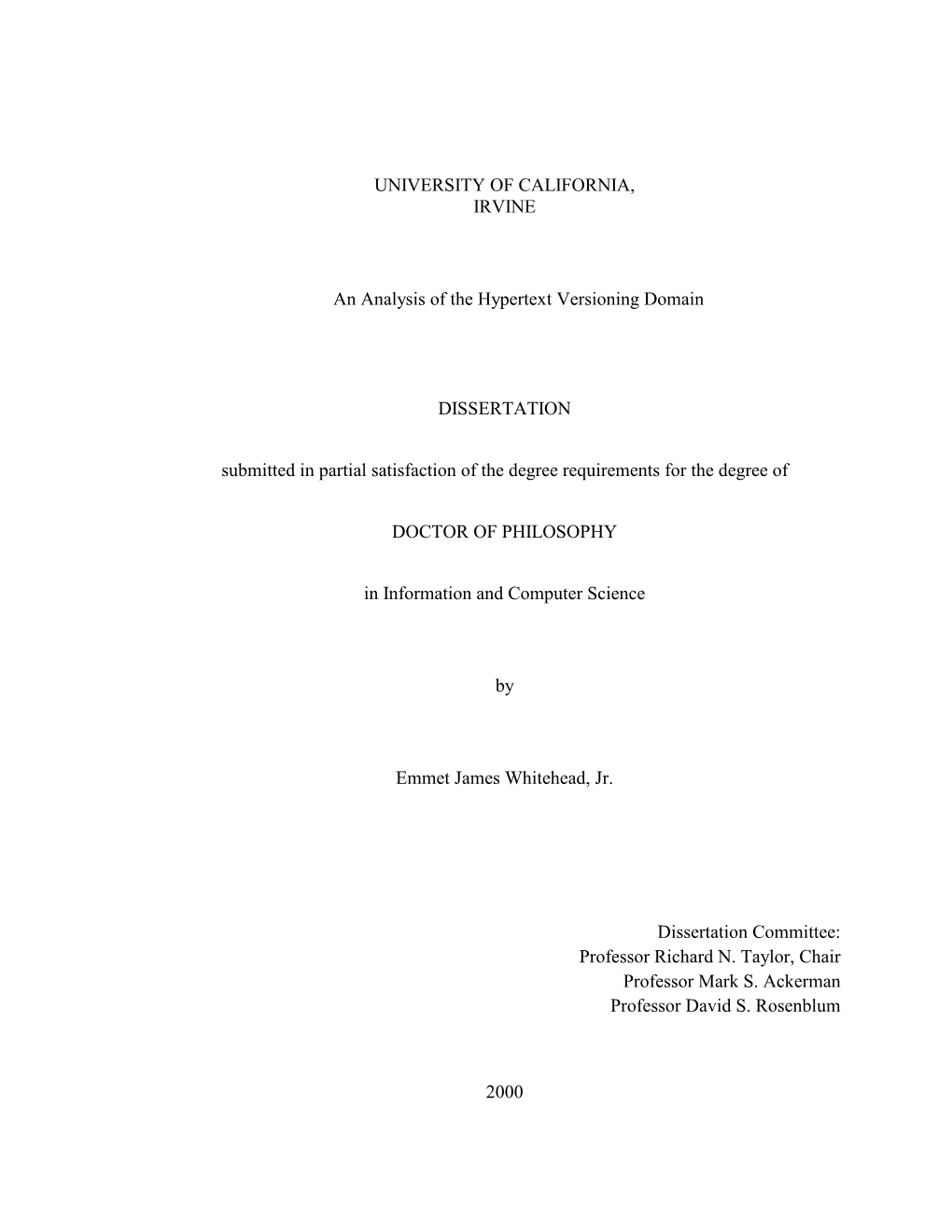 An Analysis of the Hypertext Versioning Domain