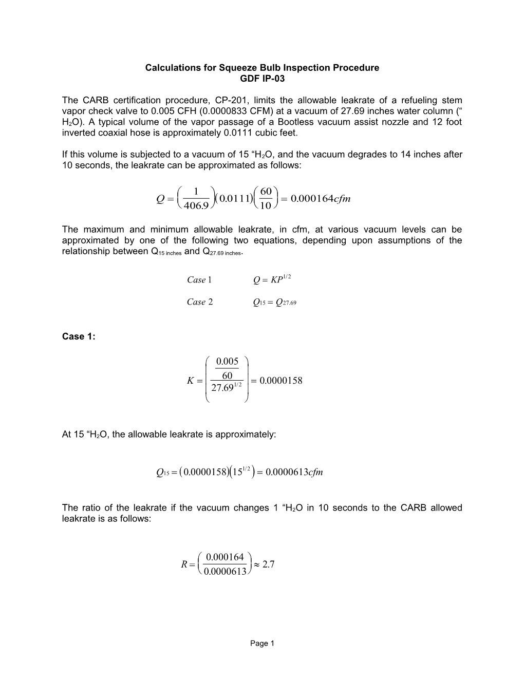 Guidance Document: 1998-12-23 BAAQMD Inspection Procedure GDF IP-03 - Calculations For