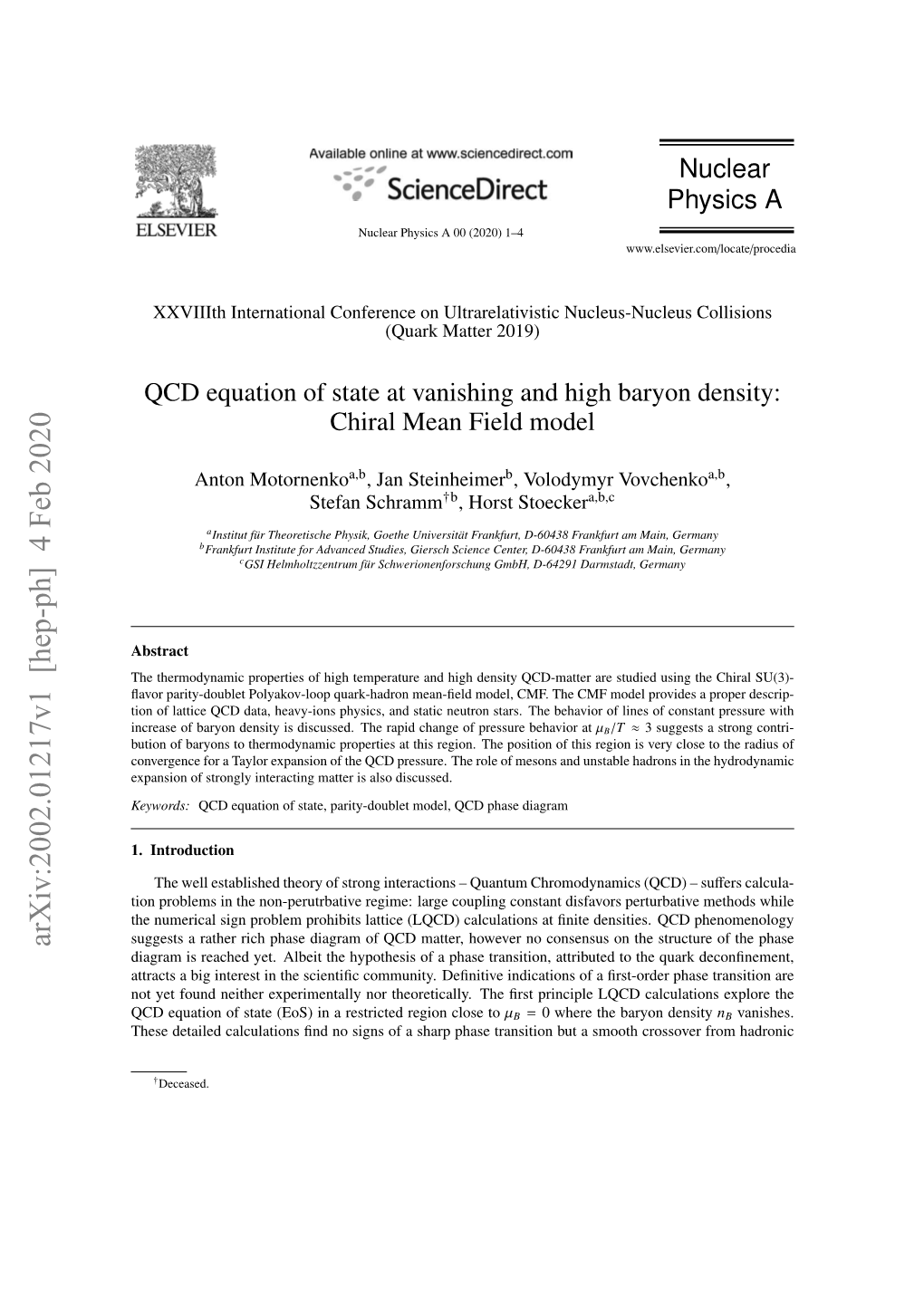 Arxiv:2002.01217V1 [Hep-Ph] 4 Feb 2020 Diagram Is Reached Yet