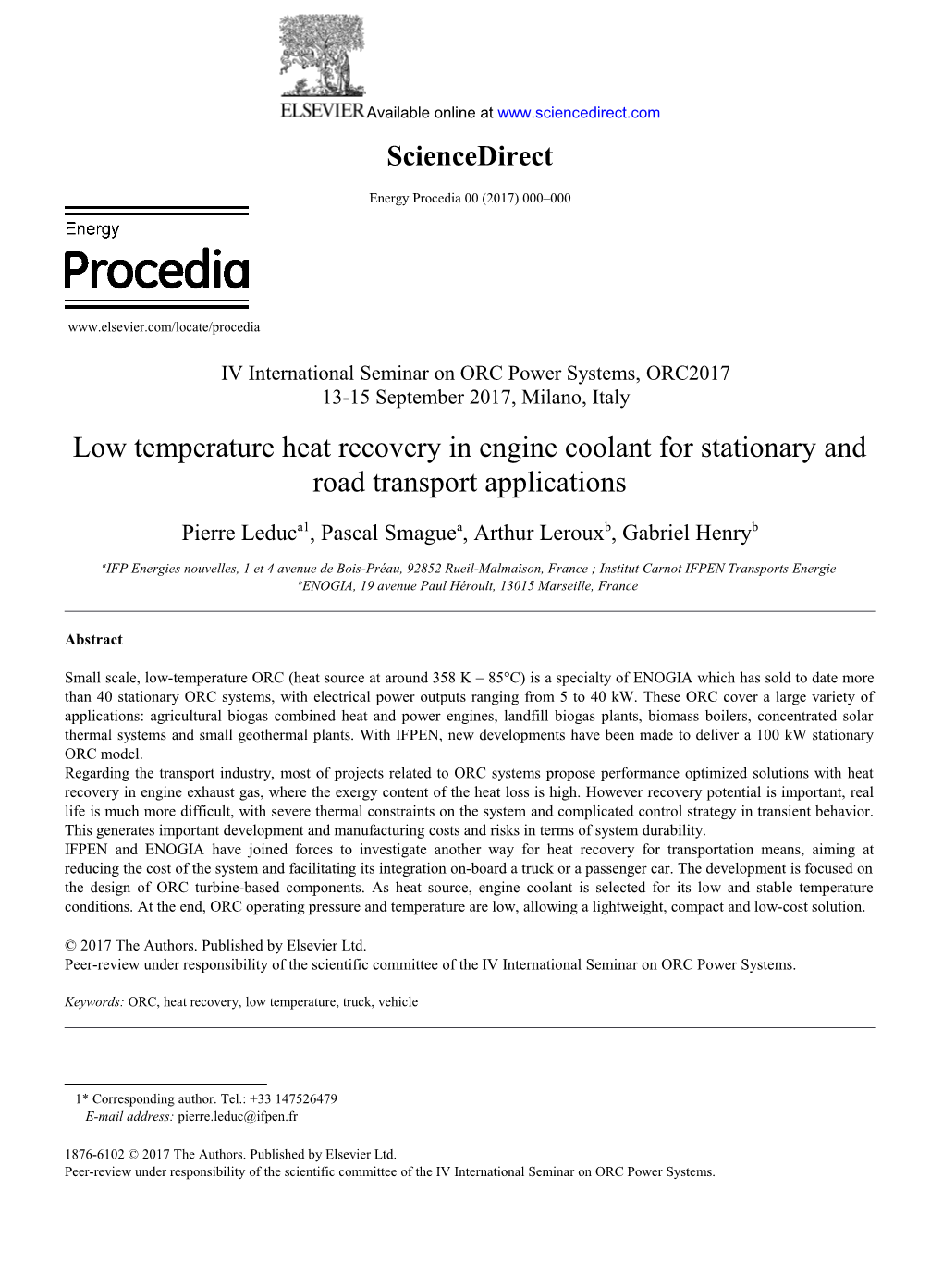 P. Leduc, P. Smague, A. Leroux and G. Henry / Energy Procedia 00 (2017) 000 000 3