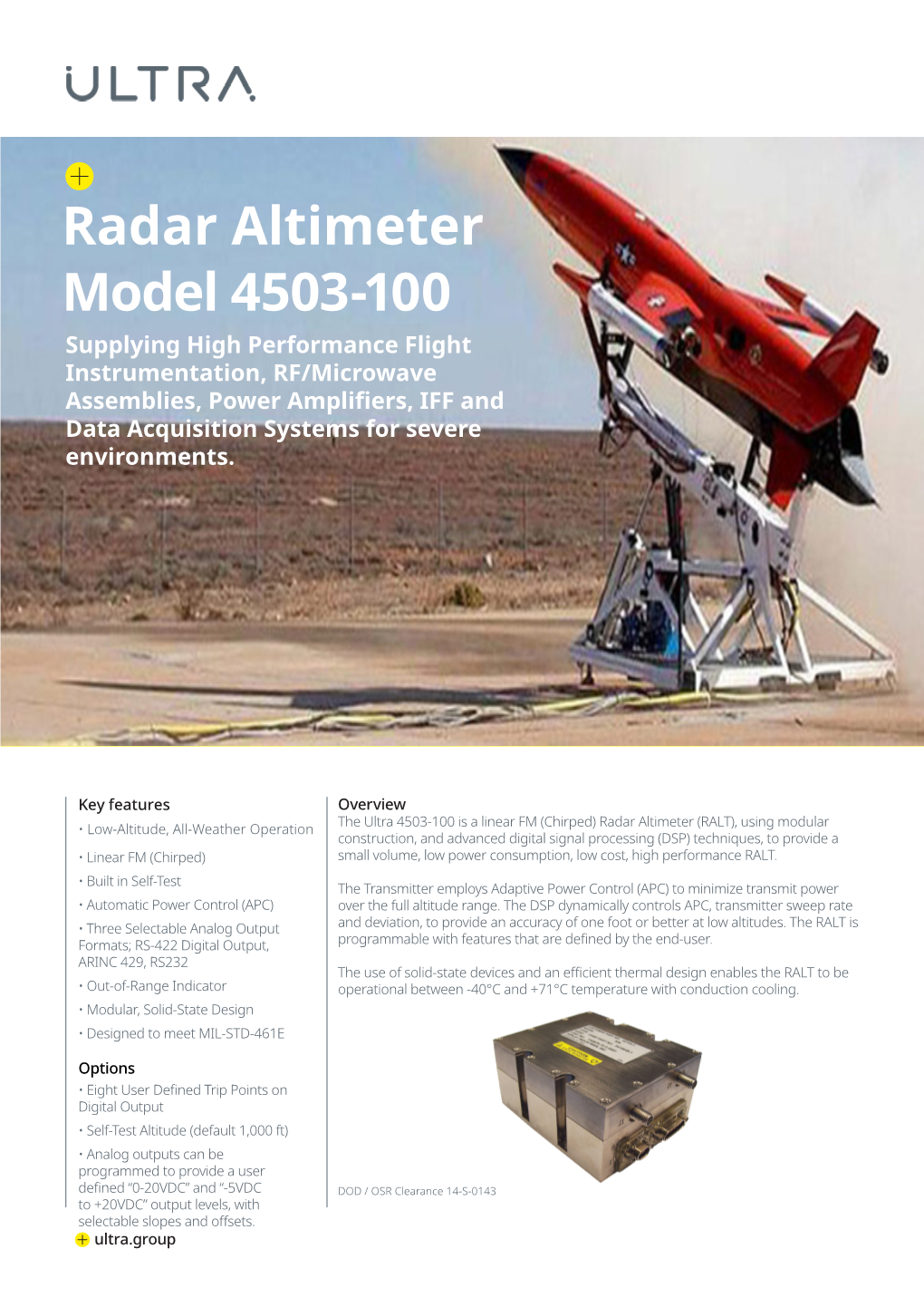 Radar Altimeter Model 4503-100 Data Sheet Pdf 0.34MB