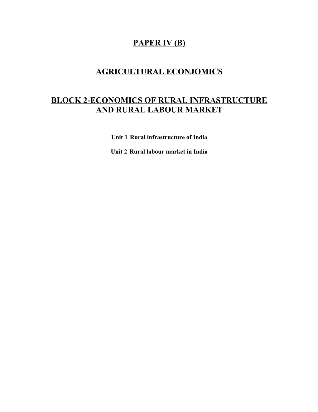 Agricultural Econjomics