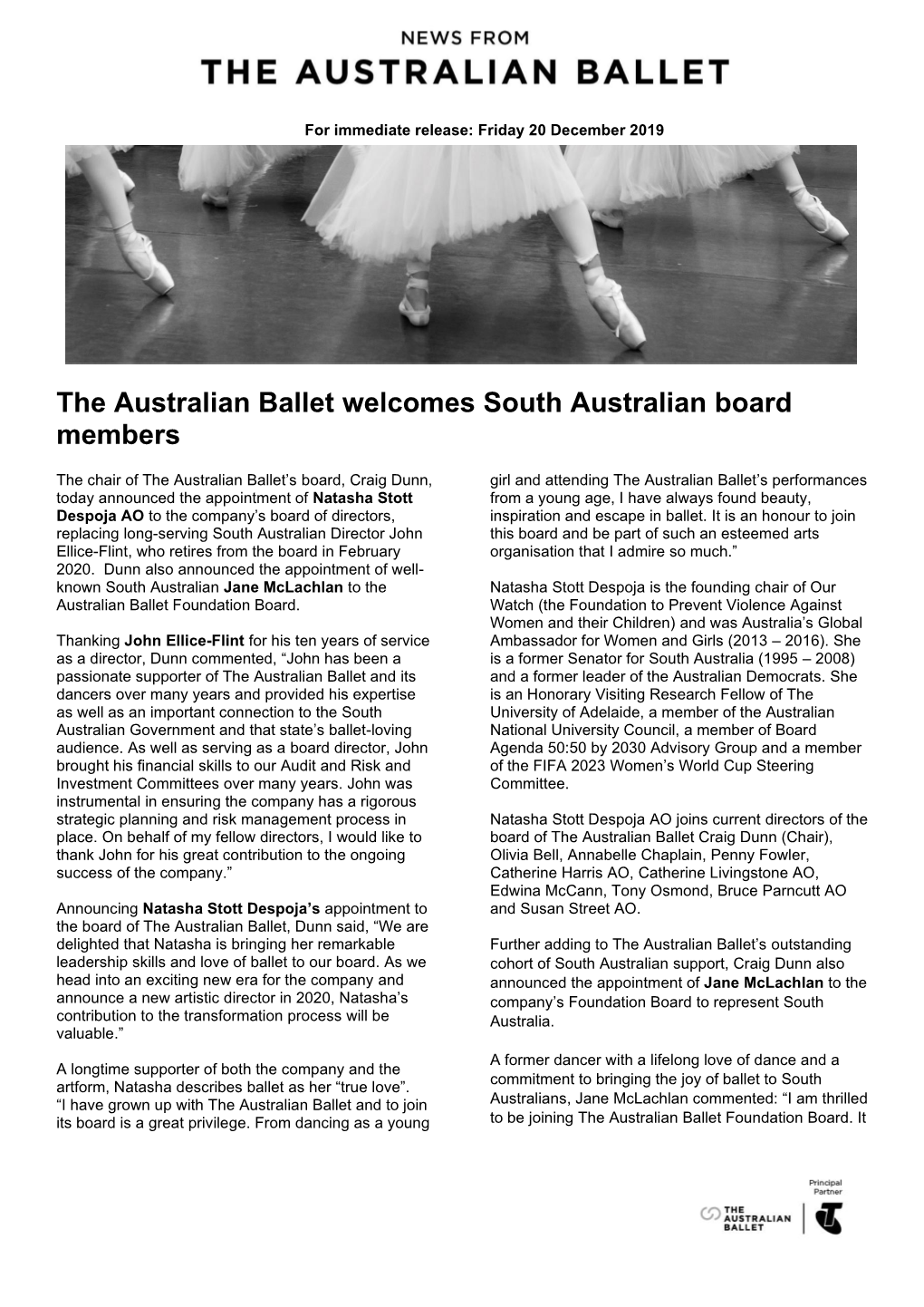 The Australian Ballet Welcomes South Australian Board Members