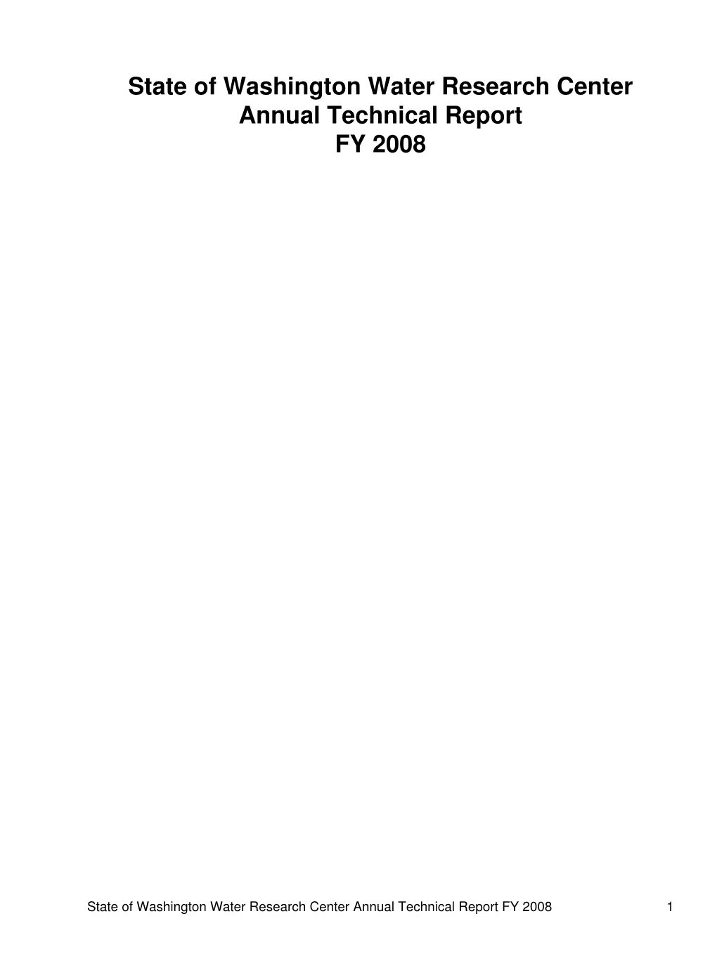 State of Washington Water Research Center Annual Technical Report FY 2008