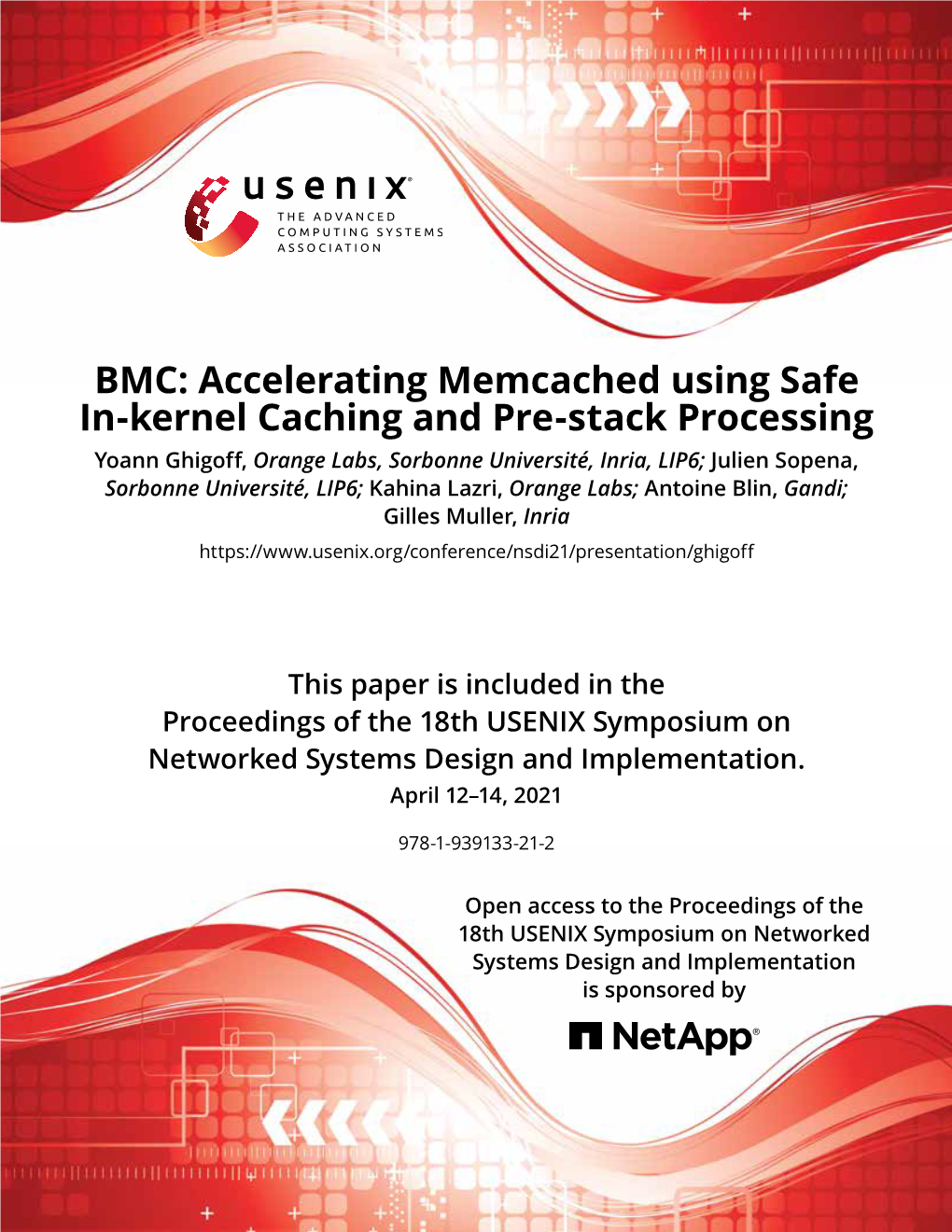 BMC: Accelerating Memcached Using Safe In-Kernel Caching and Pre
