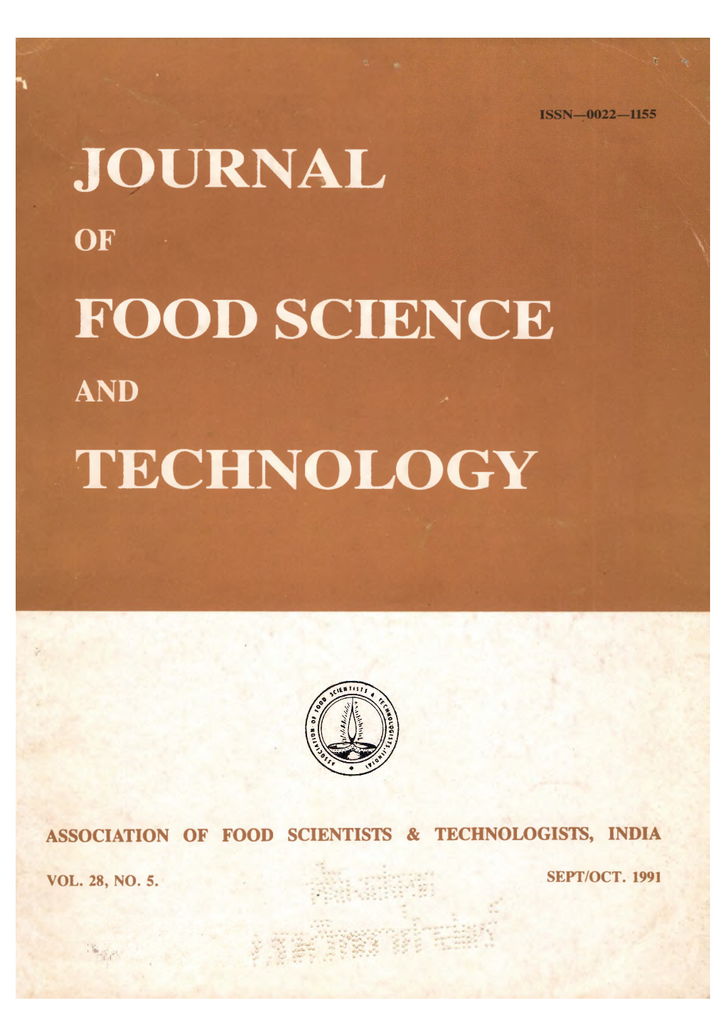 Journal of Food Science and Technology 1991 Volume.28 No.5