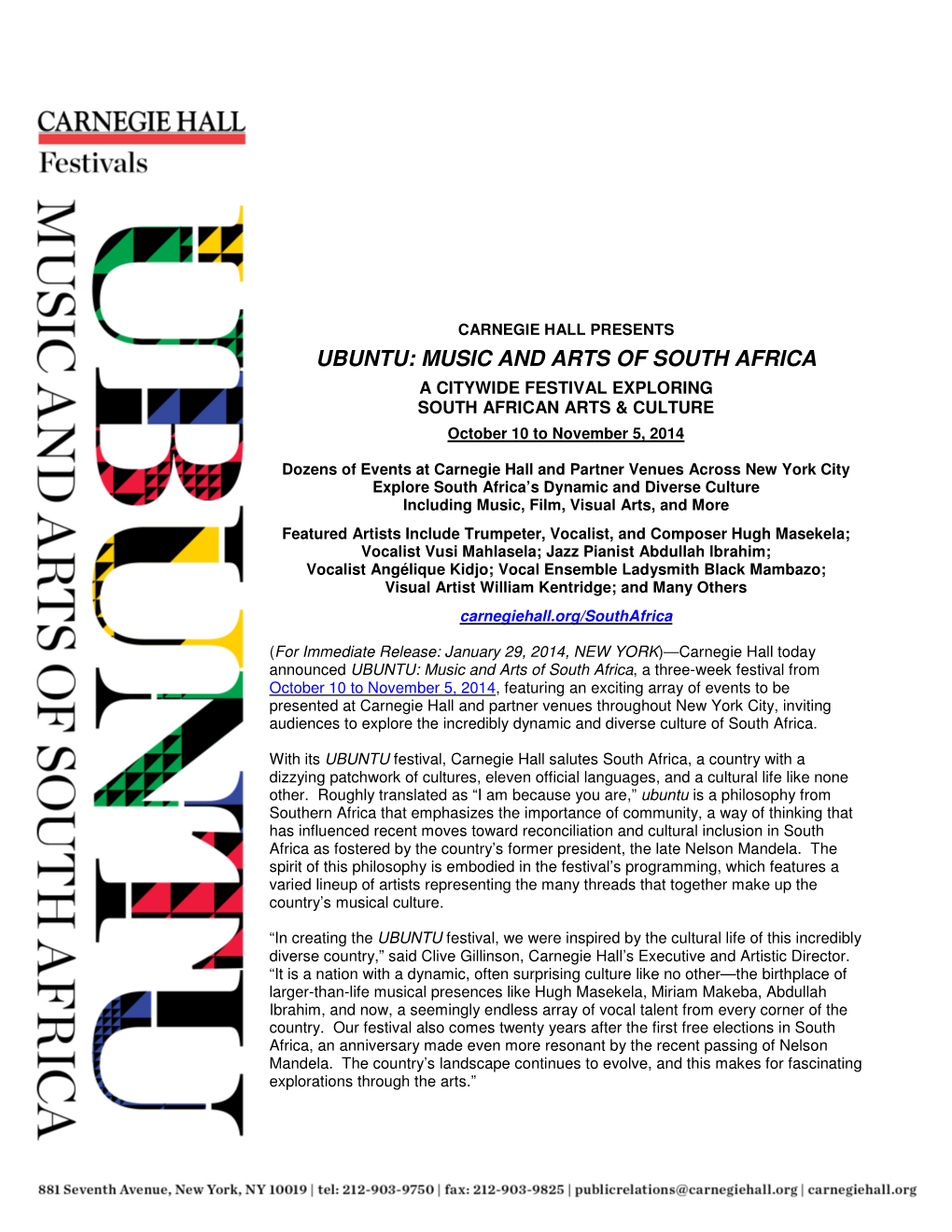 Ubuntu: Music and Arts of South Africa