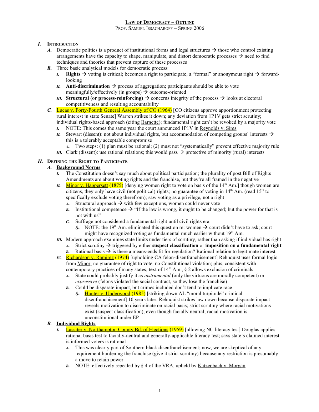 Law of Democracy Outline