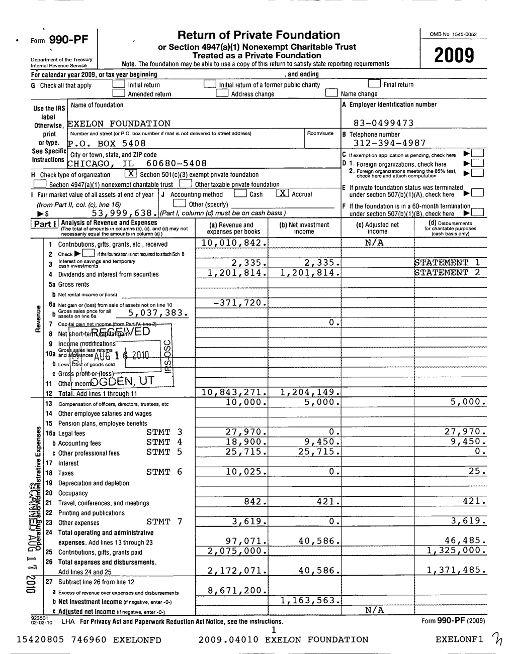 • Form 990-PF Return of Private Foundation