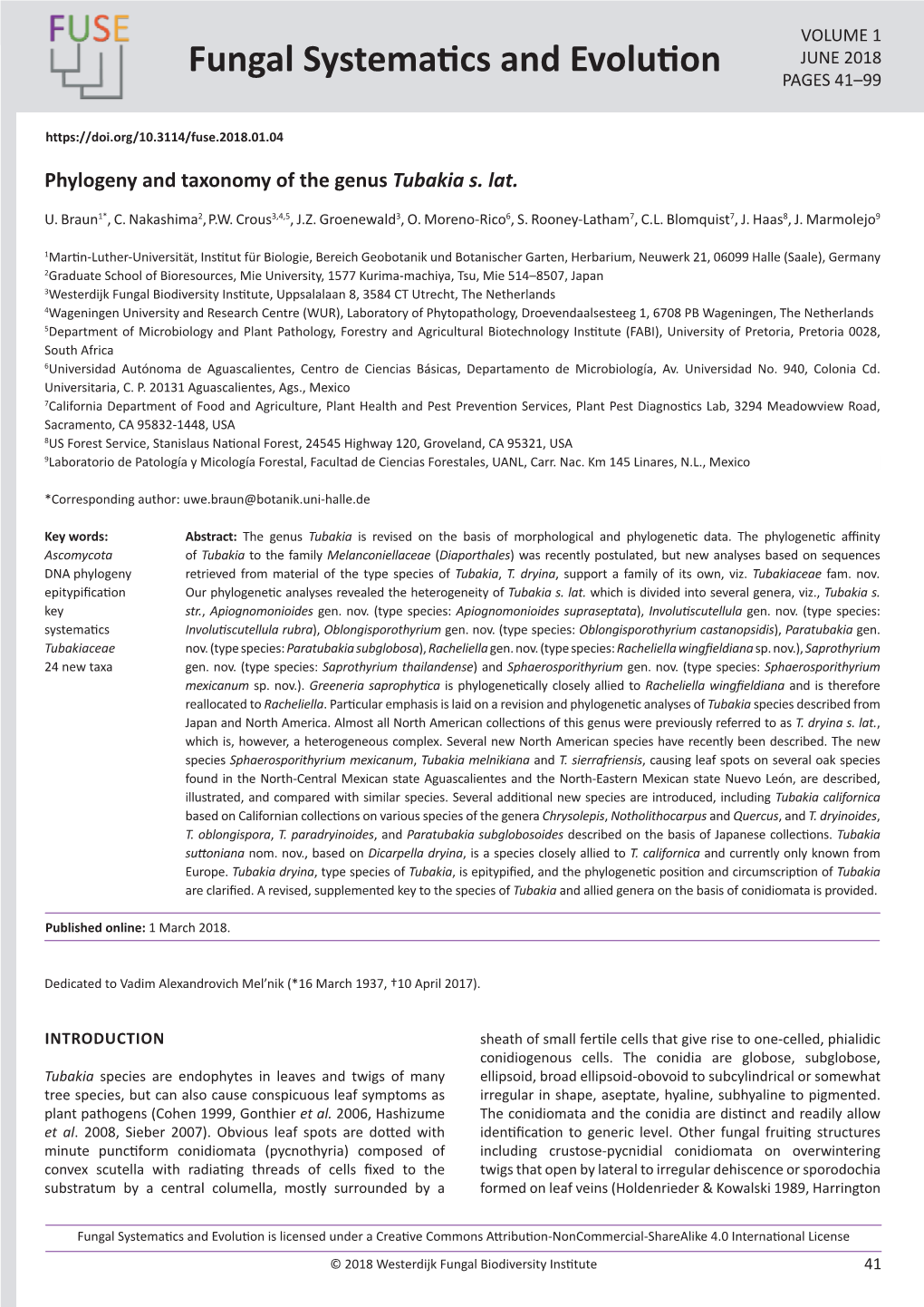 Fungal Systematics and Evolution PAGES 41–99