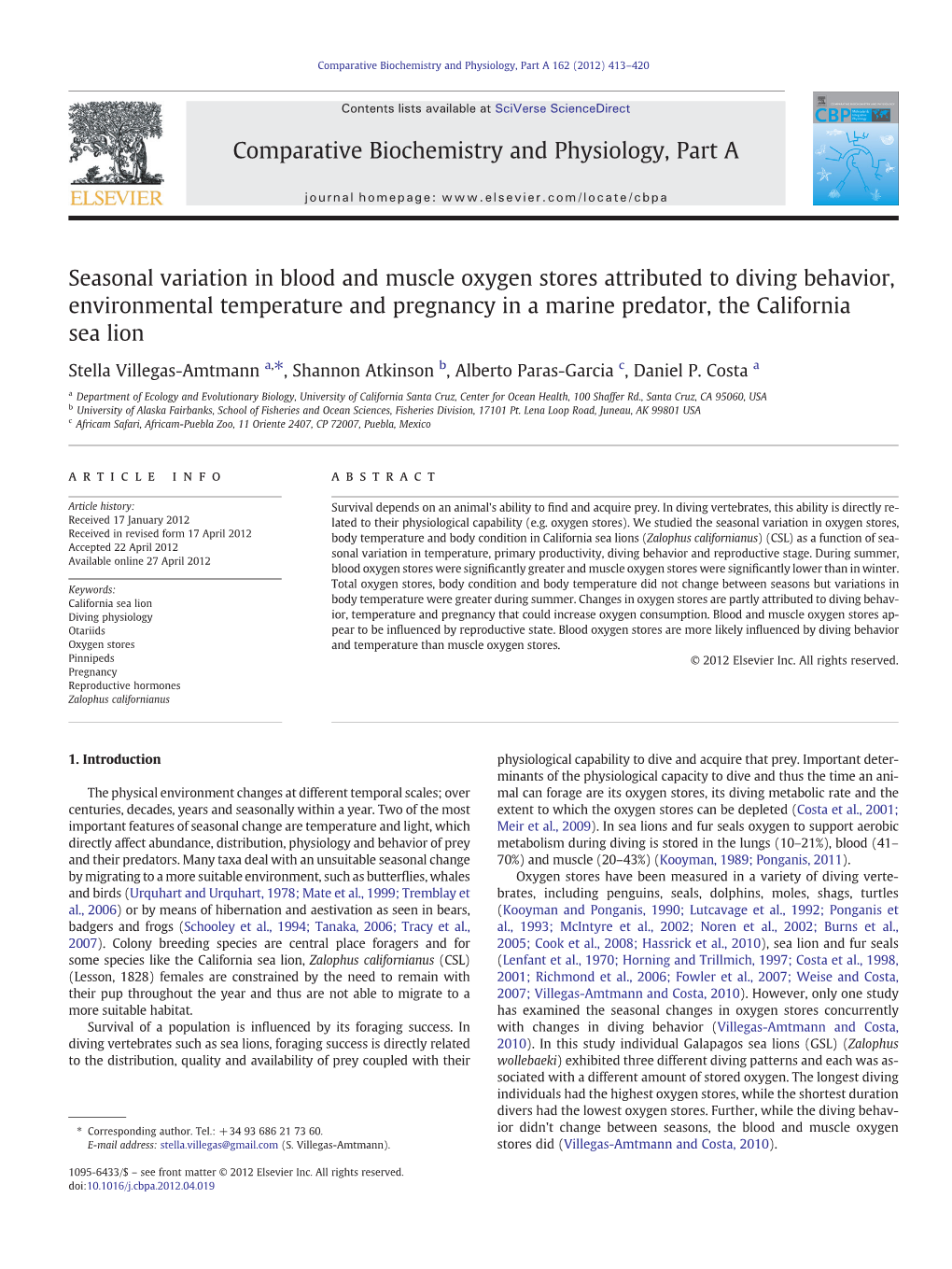 Seasonal Variation in Blood and Muscle Oxygen Stores Attributed To