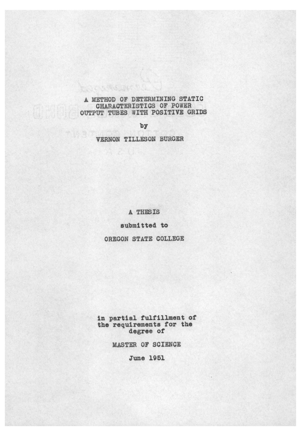 A METHOD of DETERMINING STATIC CHARACTERISTICS of POWER OUTPUT TUBES with POSITIVE GRIDS By