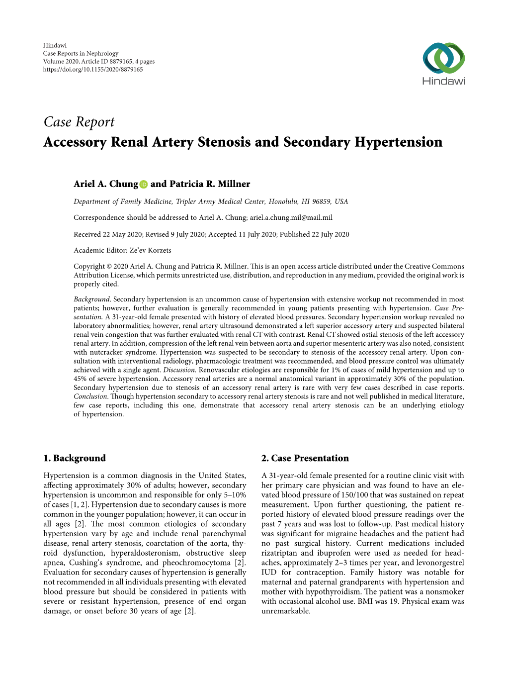 Accessory Renal Artery Stenosis and Secondary Hypertension