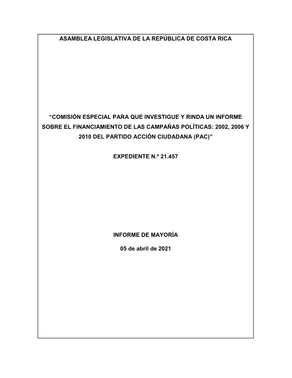 Asamblea Legislativa De La República De Costa Rica