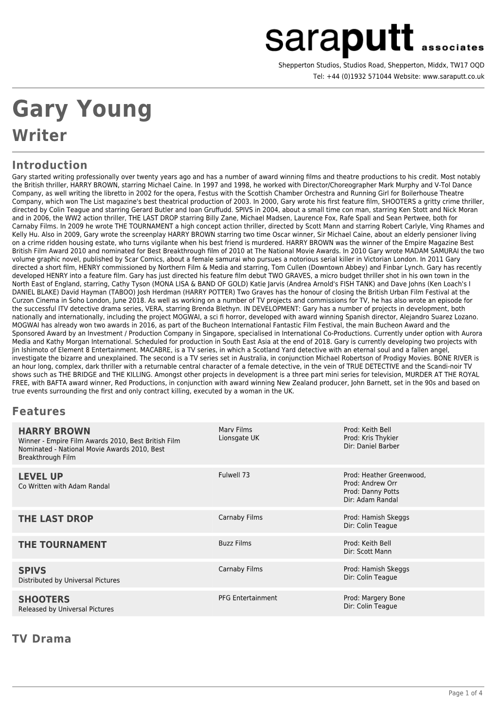 Gary Young Writer