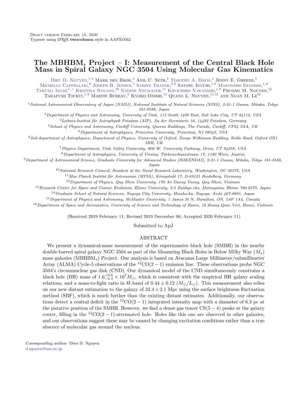 The MBHBM⋆ Project – I: Measurement of the Central Black