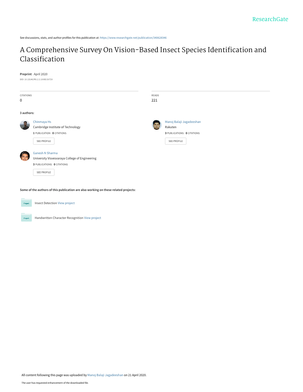 A Comprehensive Survey on Vision-Based Insect Species Identiﬁcation and Classiﬁcation