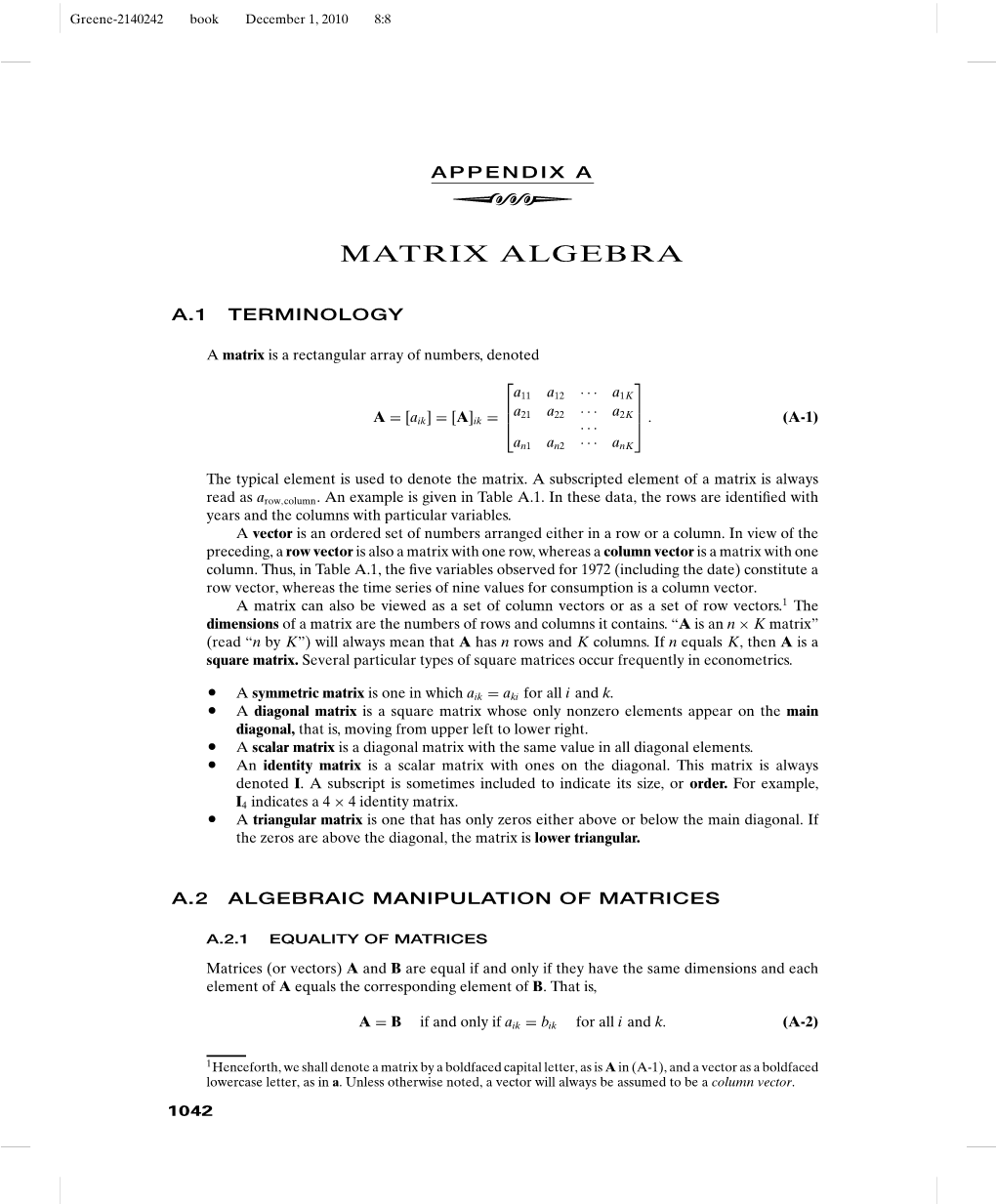 APPENDIX a Matrix Algebra