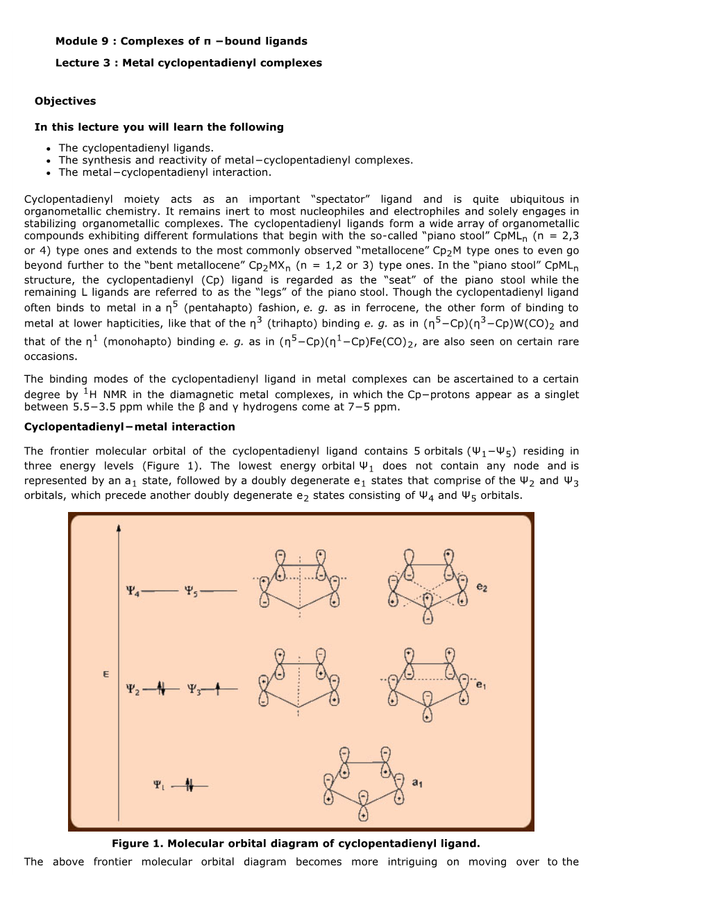 Complexes of Π −Bound Ligands Lecture 3