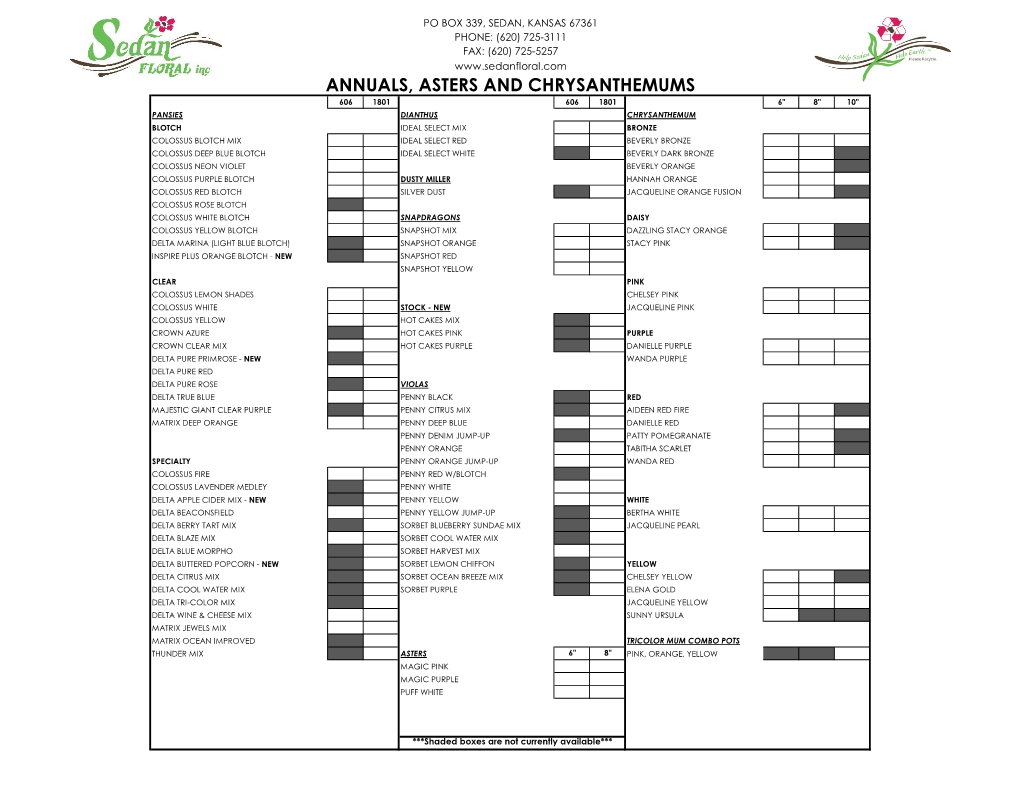 Annuals, Asters and Chrysanthemums