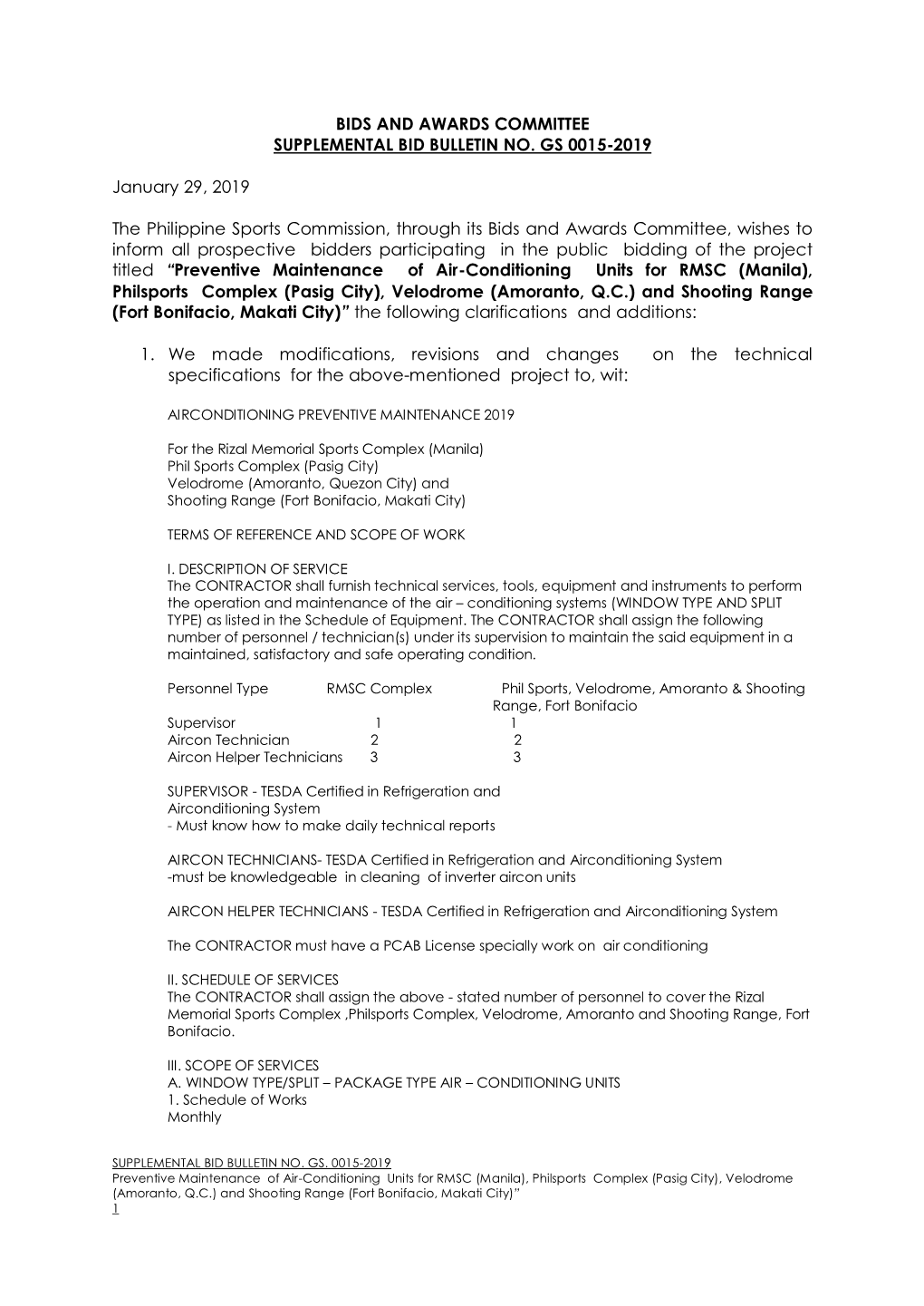 Preventive Maintenance of Air-Conditioning Units for RMSC