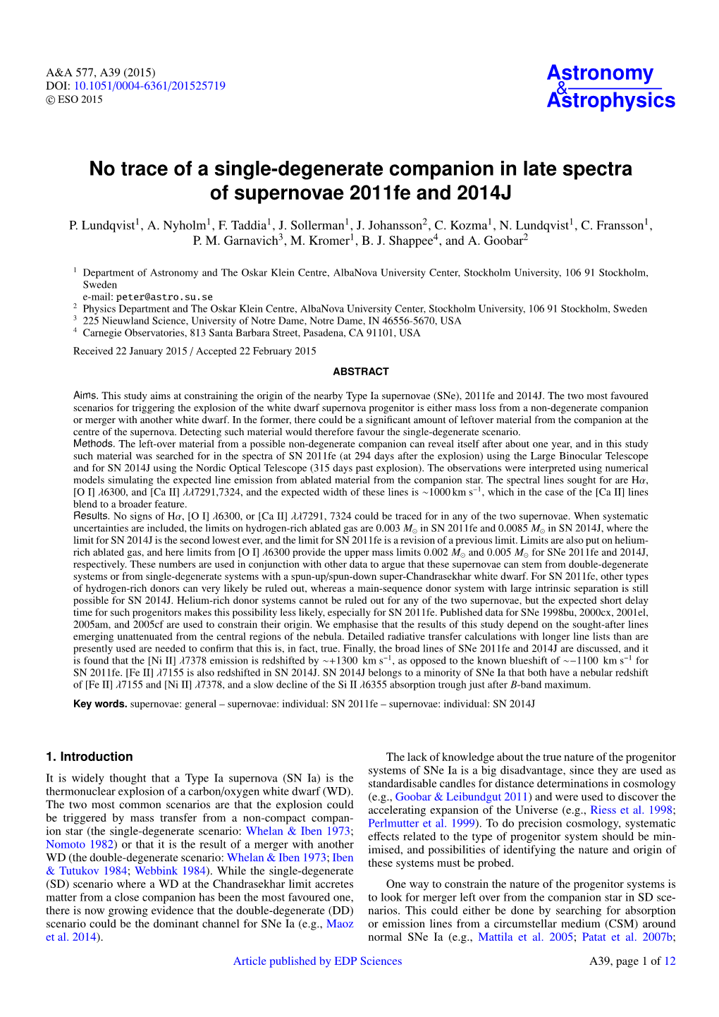 Astronomy DOI: 10.1051/0004-6361/201525719 & C ESO 2015 Astrophysics