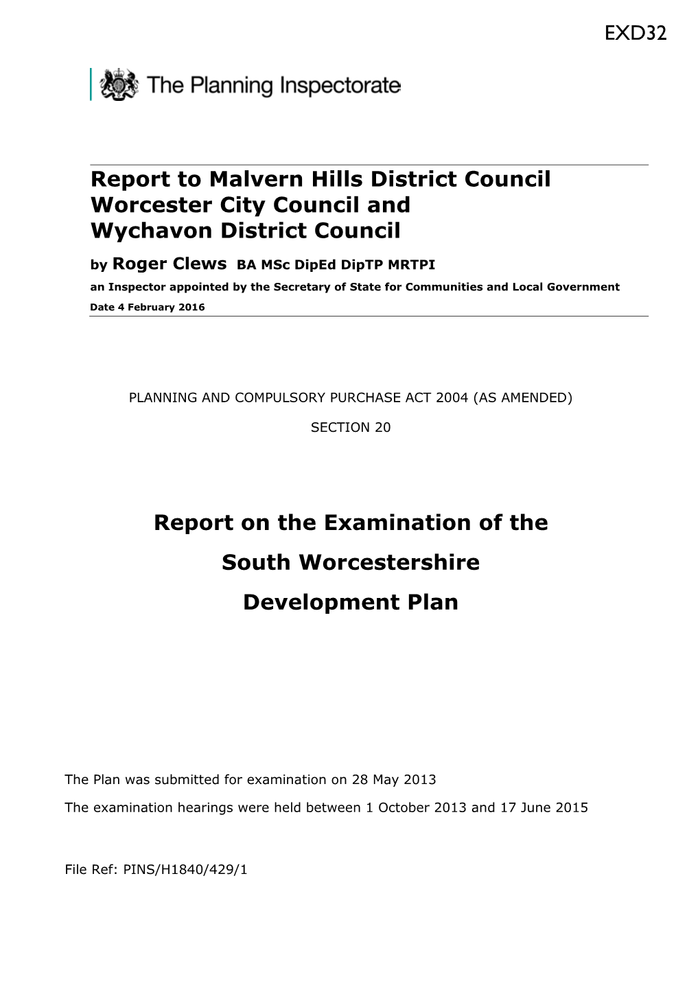 Report to Malvern Hills District Council Worcester City Council and Wychavon District Council