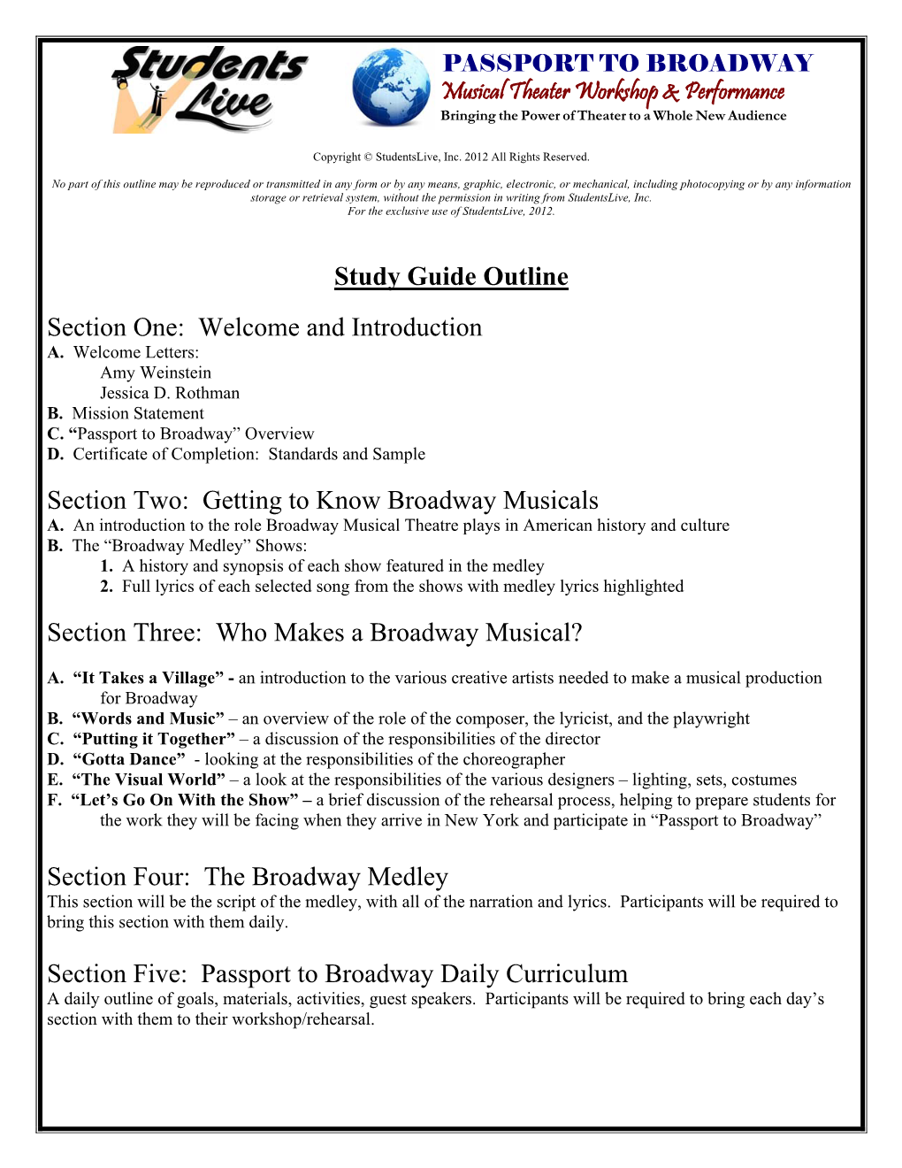 Getting to Know Broadway Musicals Section Three