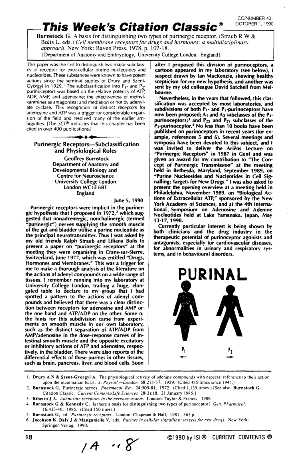 Burnstock G. a Basis for Distinguishing Two Types of Purinergic Receptor