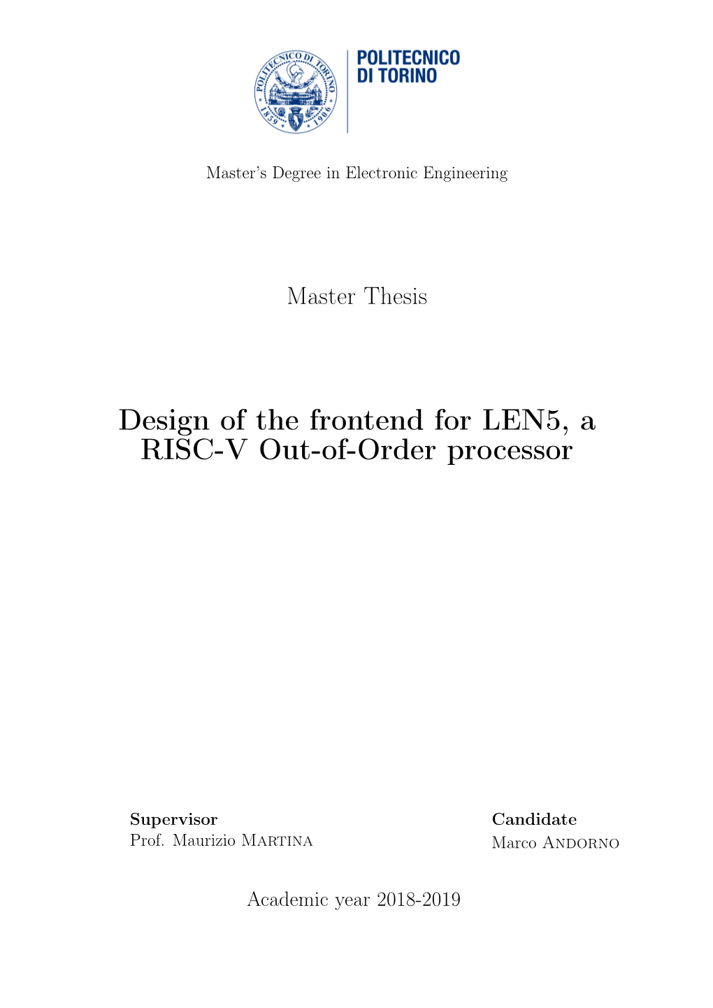 Design of the Frontend for LEN5, a RISC-V Out-Of-Order Processor