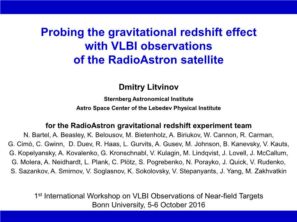 Probing the Gravitational Redshift Effect with VLBI Observations of the Radioastron Satellite