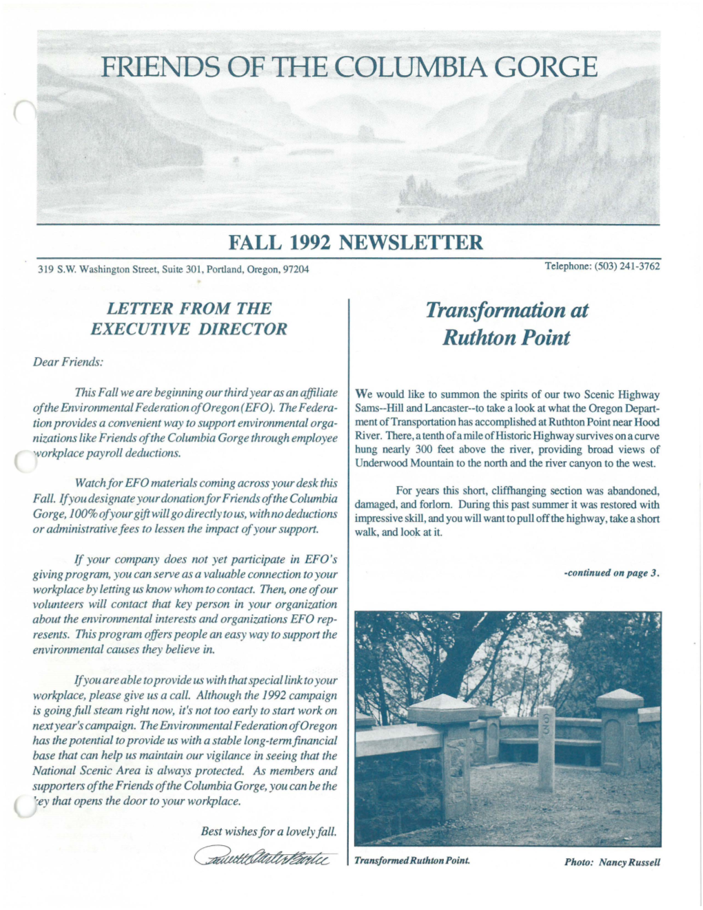 Fall 1992 Newsletter