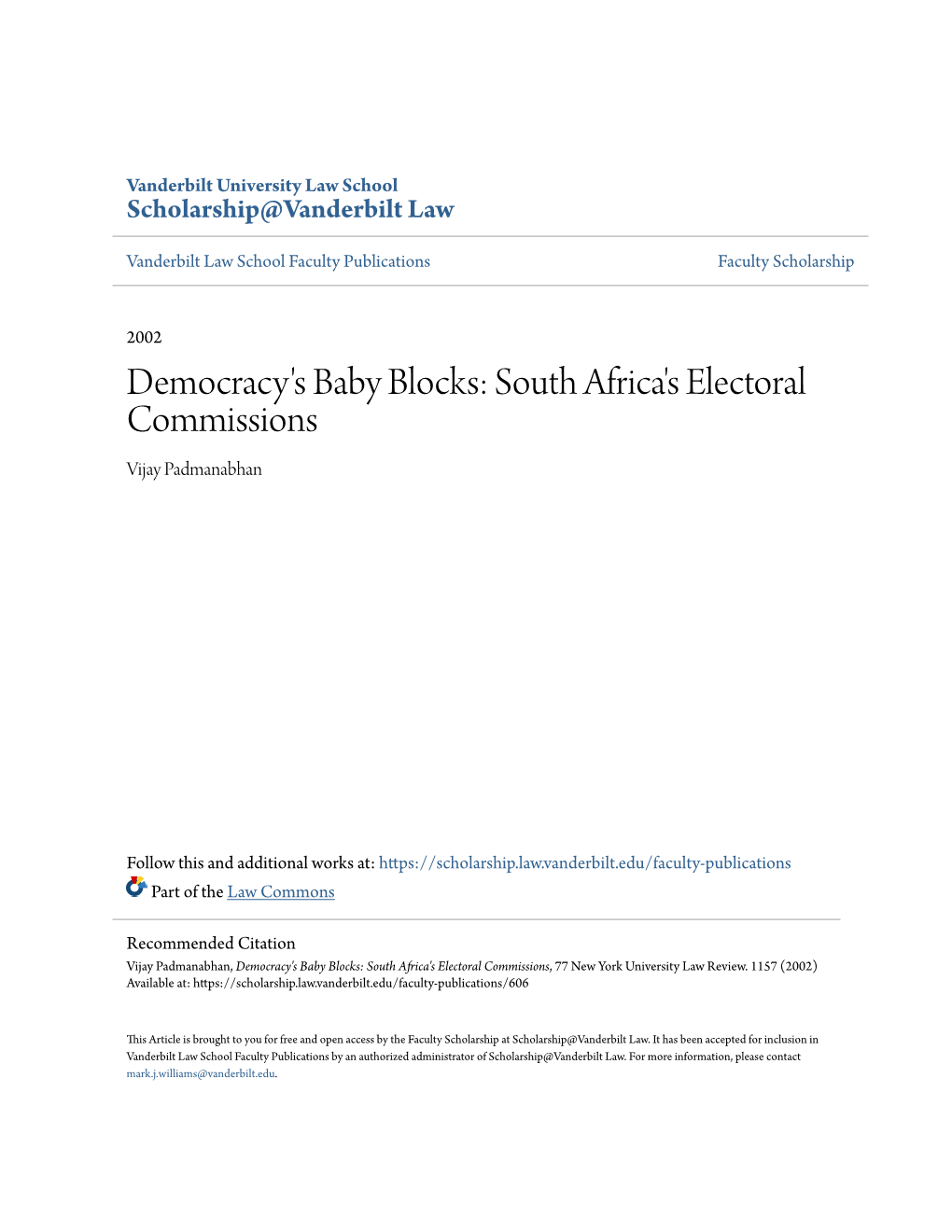 South Africa's Electoral Commissions Vijay Padmanabhan