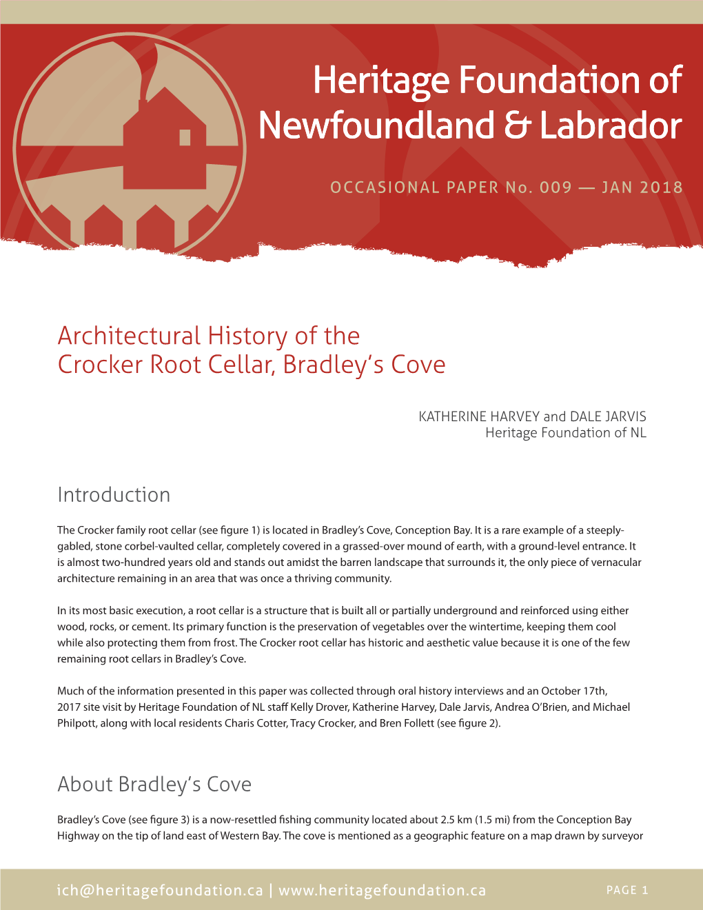 Architectural History of the Crocker Root Cellar, Bradley's Cove