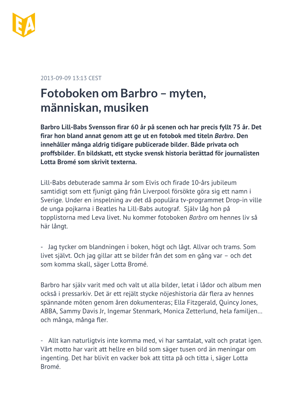 Fotoboken Om Barbro – Myten, Människan, Musiken