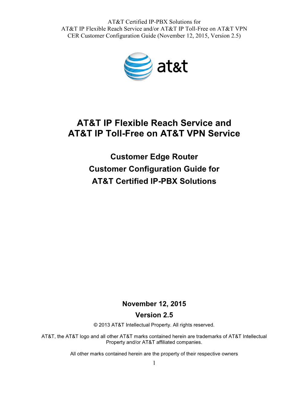 CER CCG for AT&T Certified IP-PBX Solutions for AT&T IP Flexible Reach and IP Toll-Free on AVPN, ISR G2 And