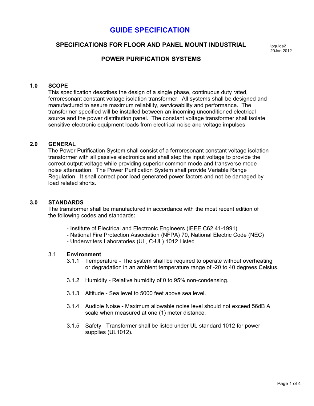 The Guide Specification