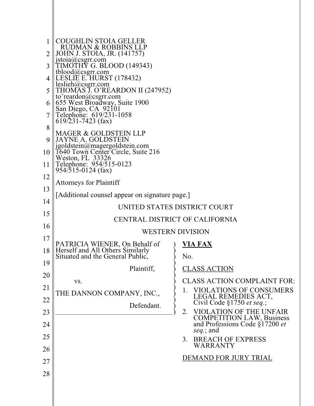 Suit Accuses Dannon Company with False Advertising Pf Activia And