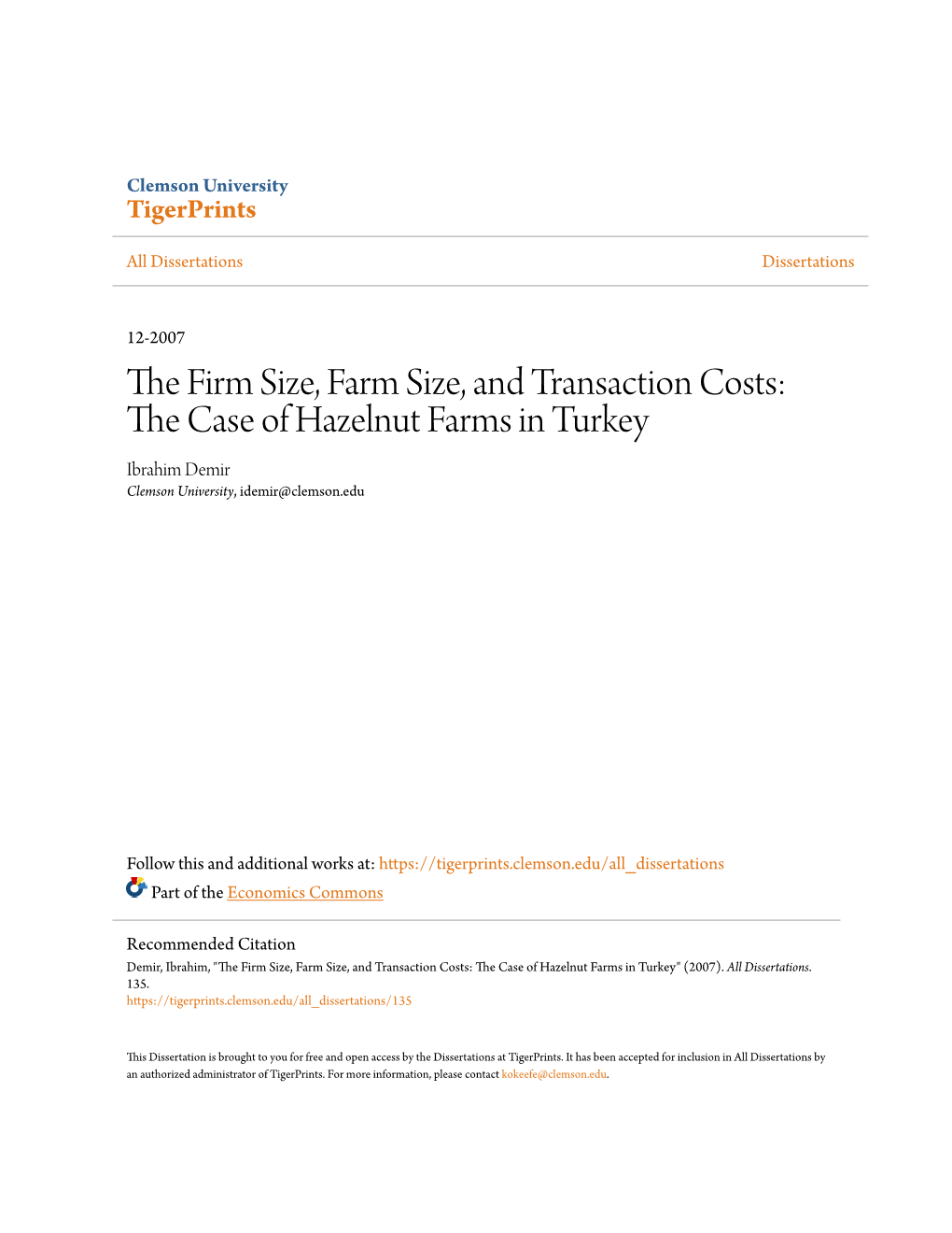 The Case of Hazelnut Farms in Turkey