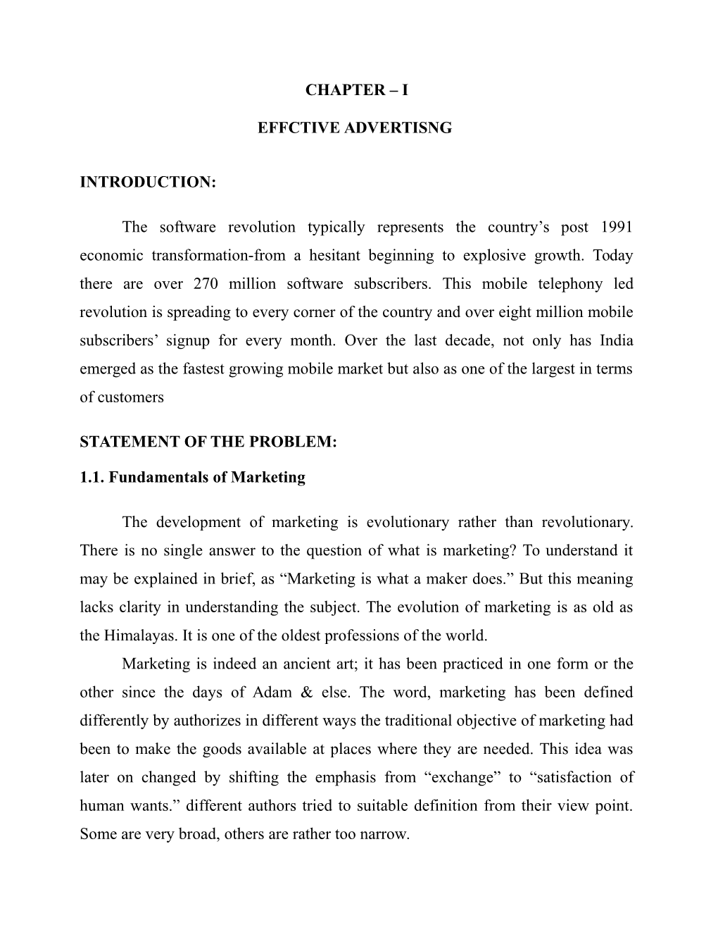 Chapter – I Effctive Advertisng Introduction