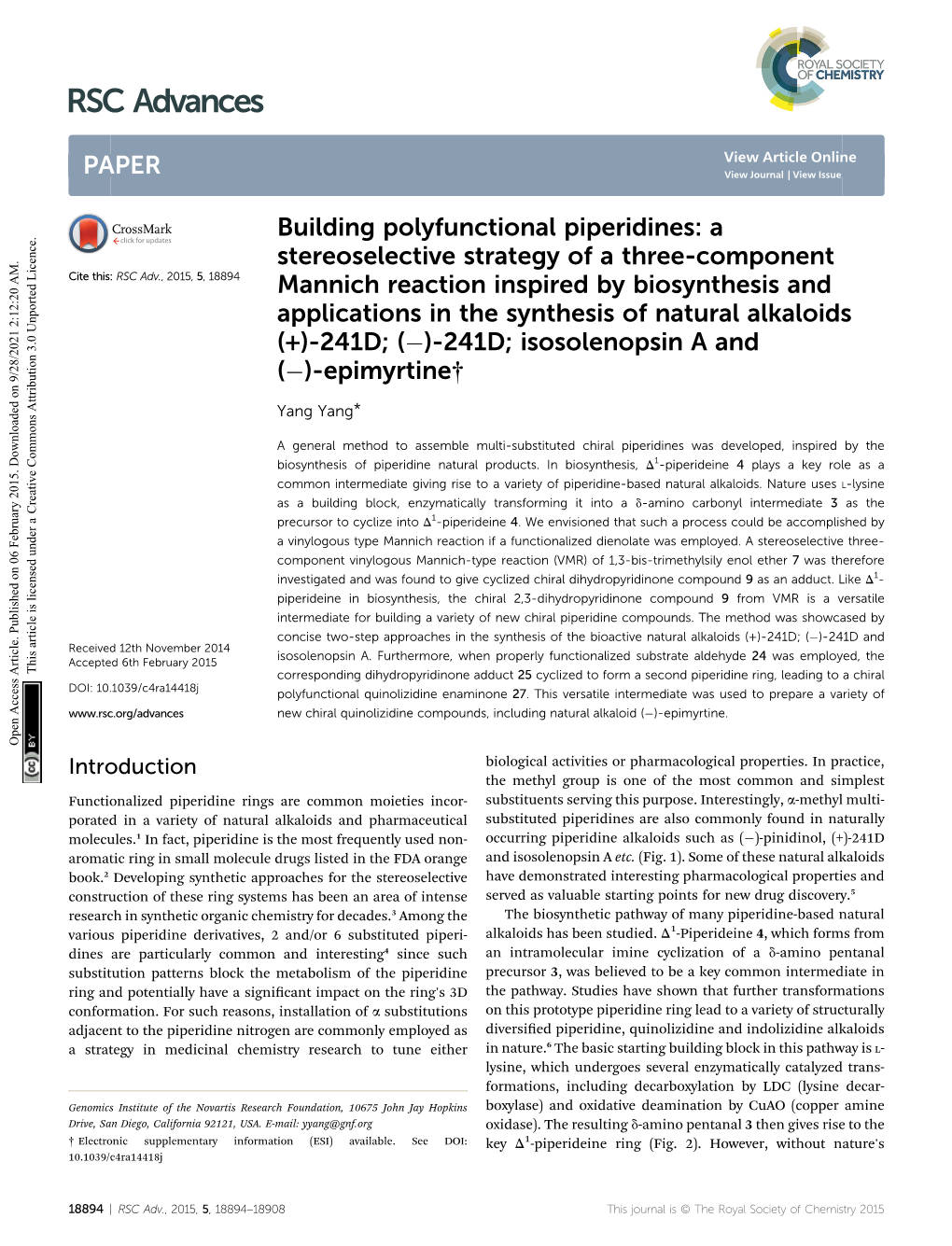 Building Polyfunctional Piperidines