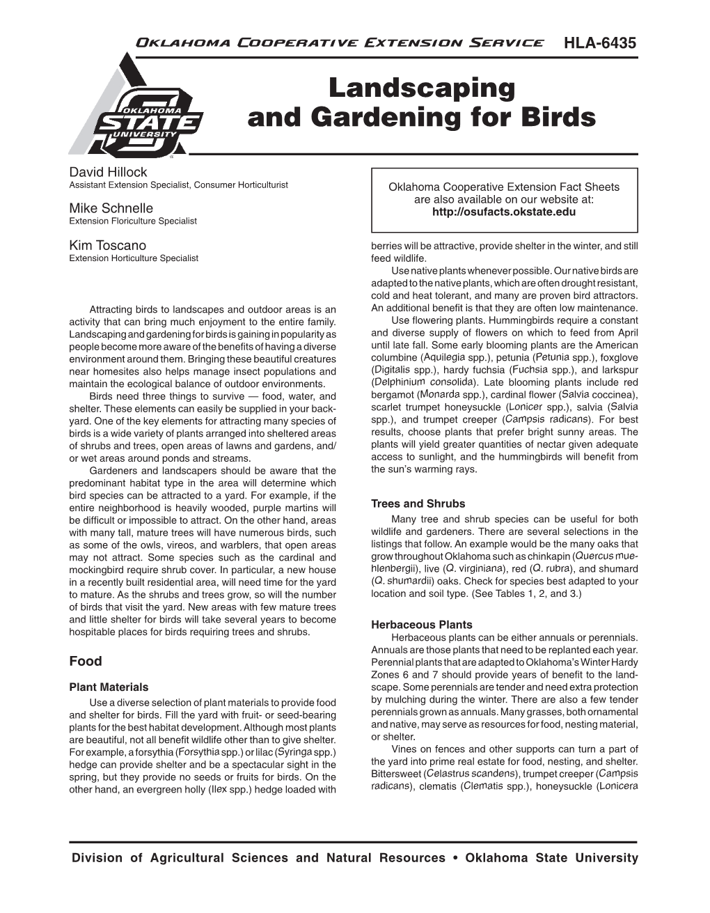 Landscaping and Gardening for Birds