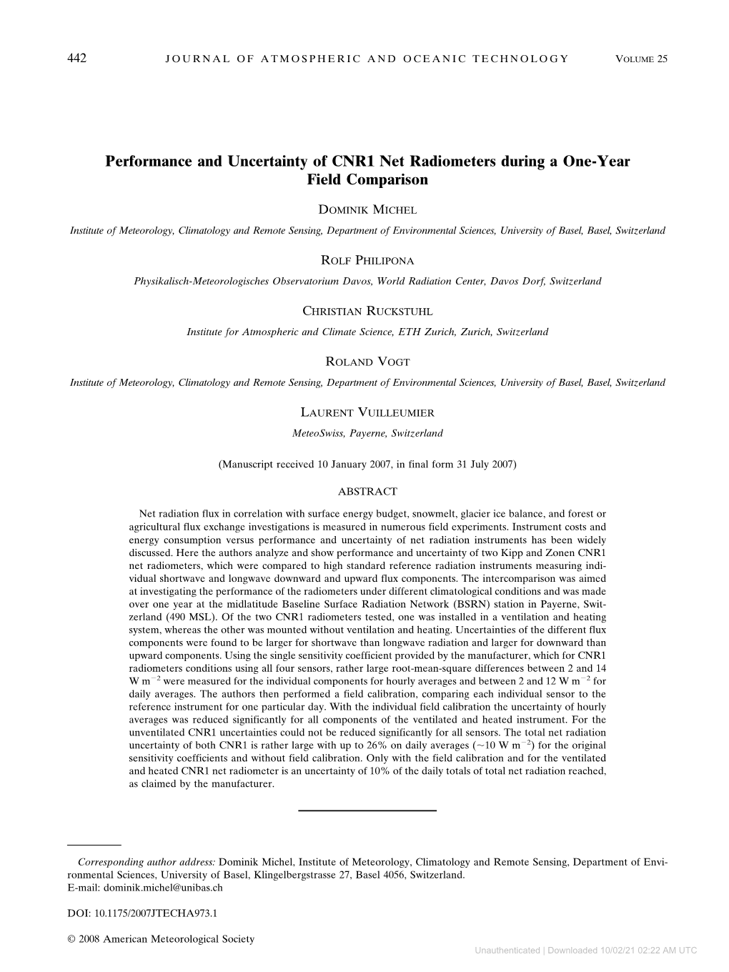 Performance and Uncertainty of CNR1 Net Radiometers During a One-Year Field Comparison