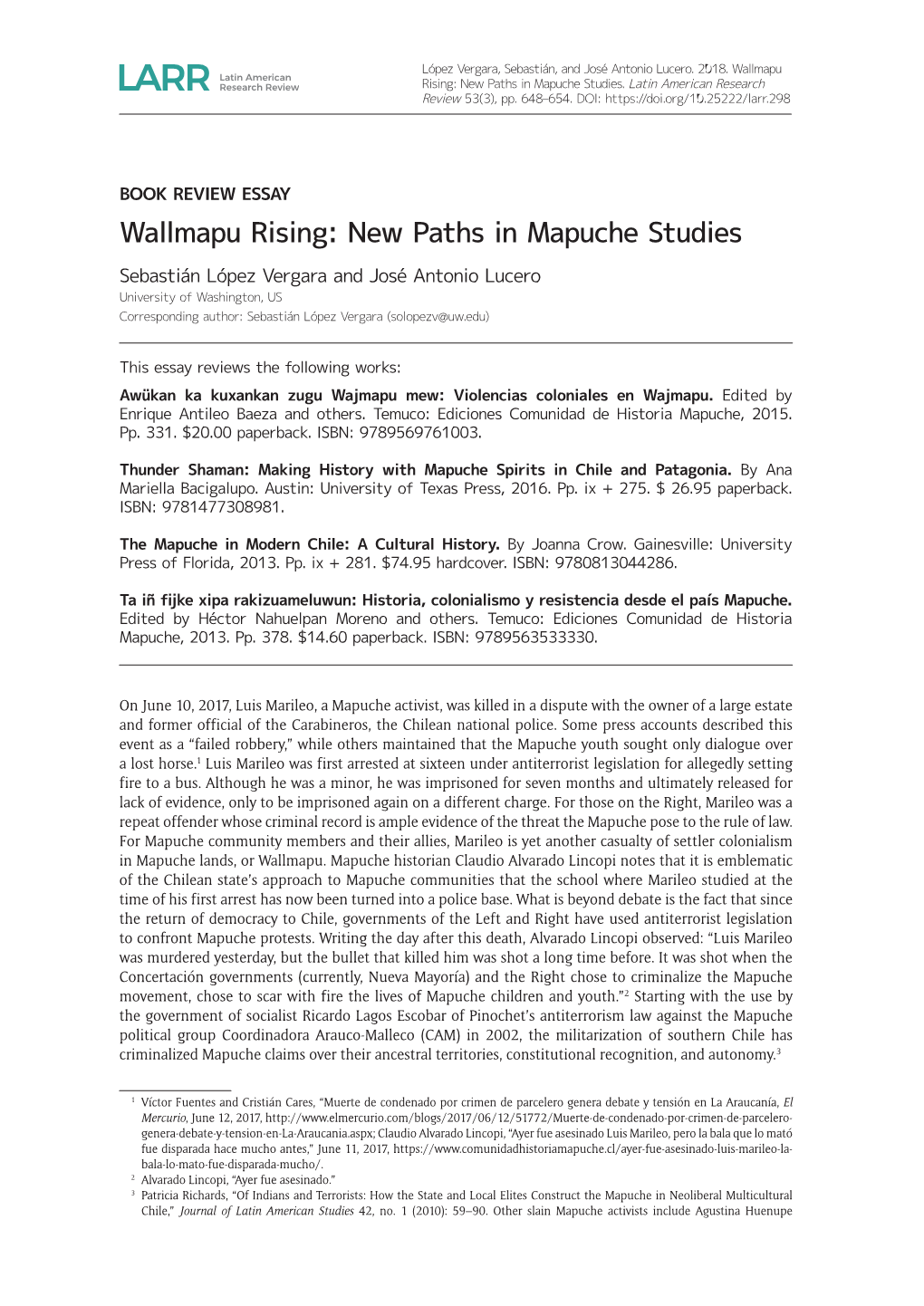 Wallmapu Rising: New Paths in Mapuche Studies