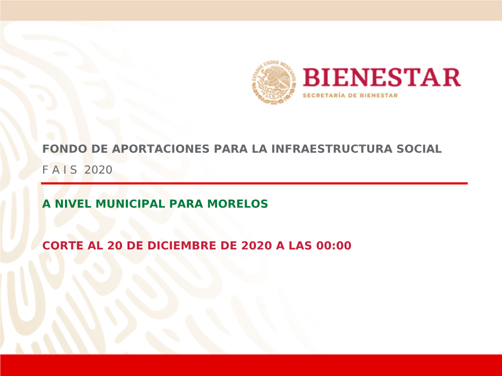 Fondo De Aportaciones Para La Infraestructura Social Fais 2020