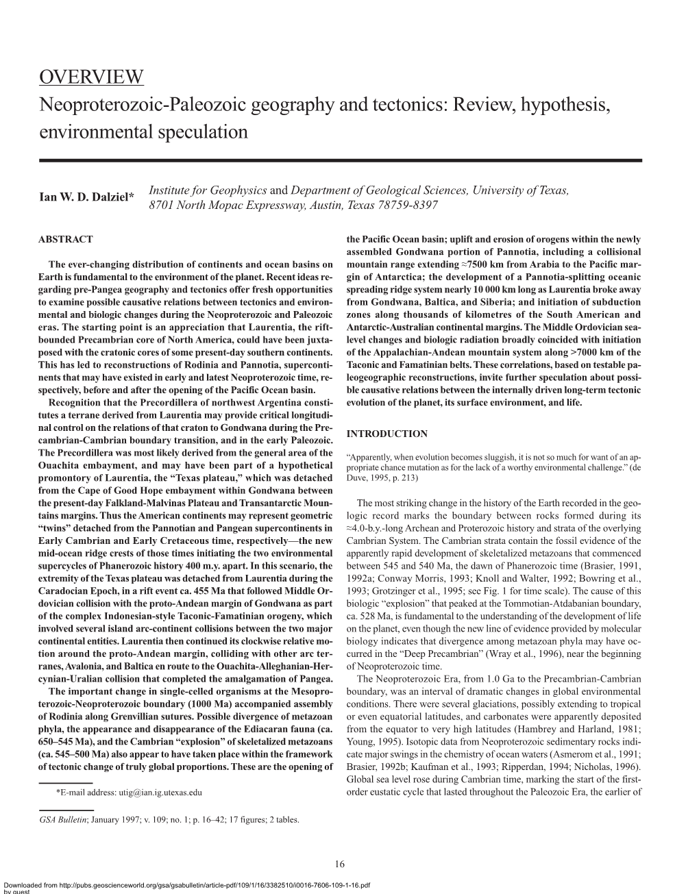 Neoproterozoic-Paleozoic Geography and Tectonics: Review, Hypothesis, Environmental Speculation